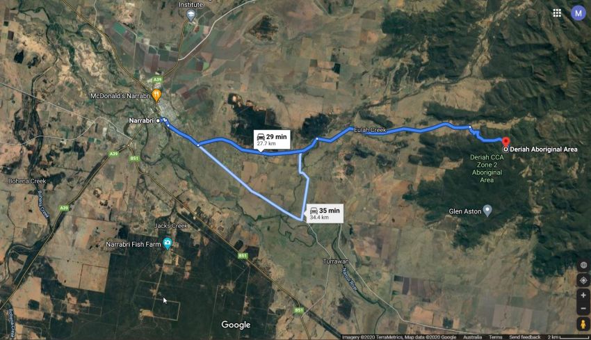Narrabri to Deriah Aboriginal Area map Narrabri to Deriah Aboriginal Area map