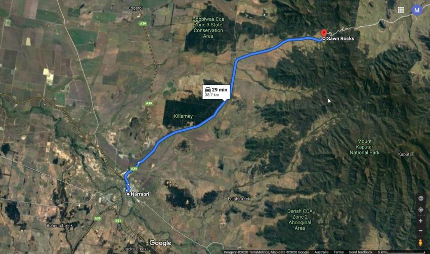 narrabri to sawn rocks map narrabri to sawn rocks map