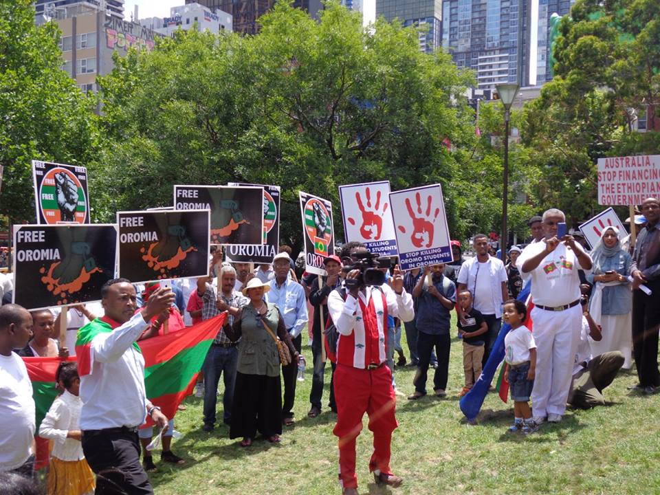 Melbourne's Oromo community rally on January 3, 2016.