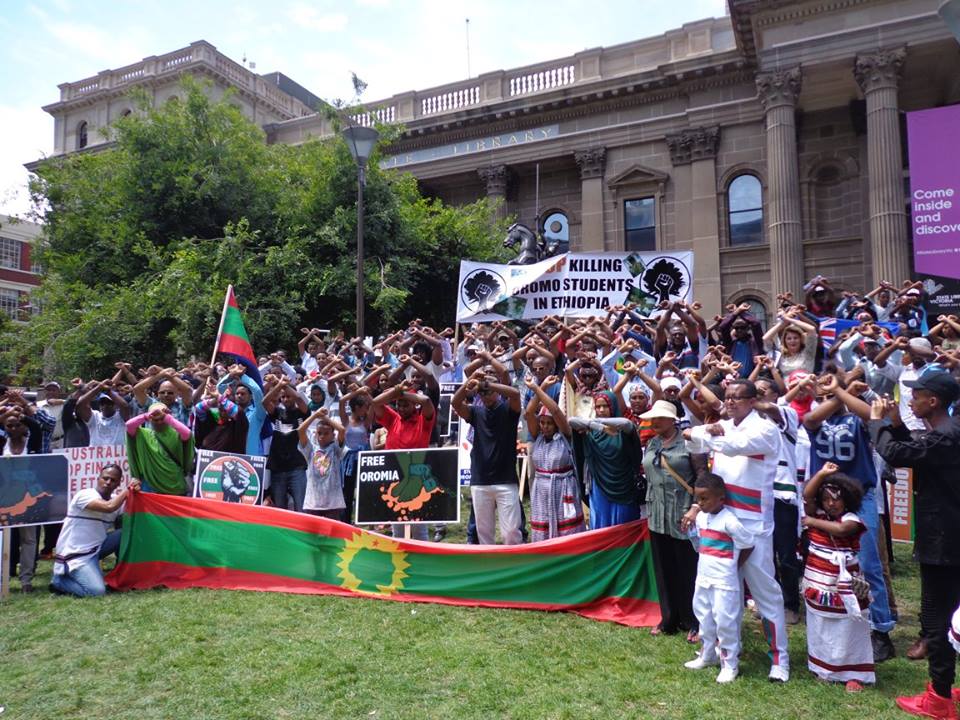 Melbourne's Oromo community rally on January 3, 2016.