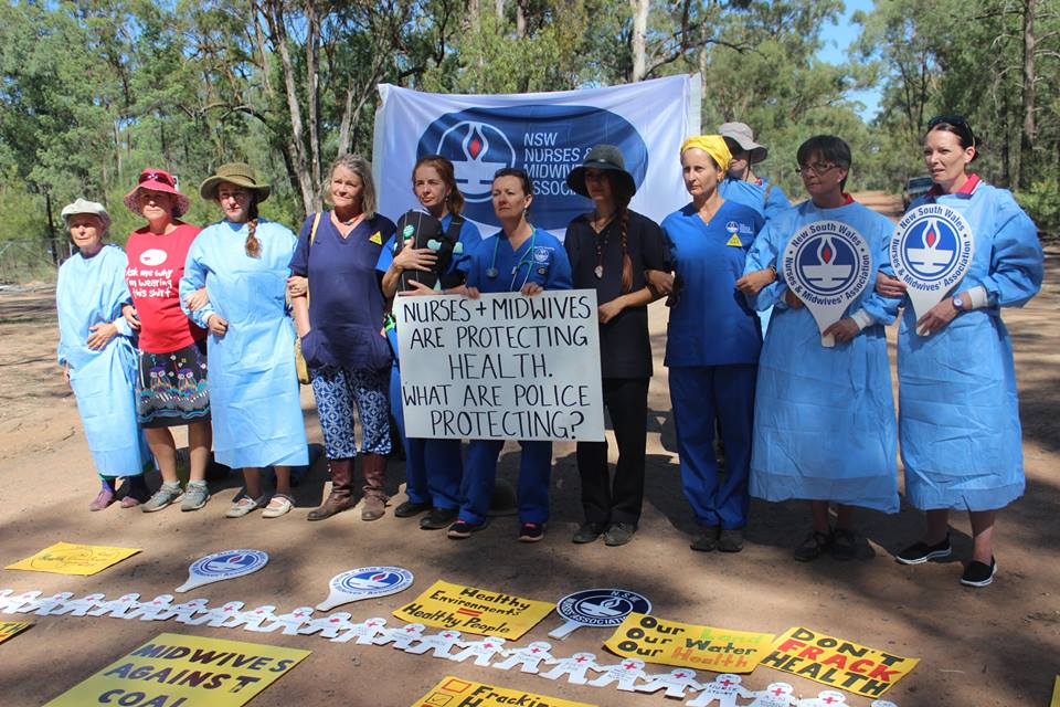 Nurses and midwives on the blockade, Pillaga forest, February 9 2016.