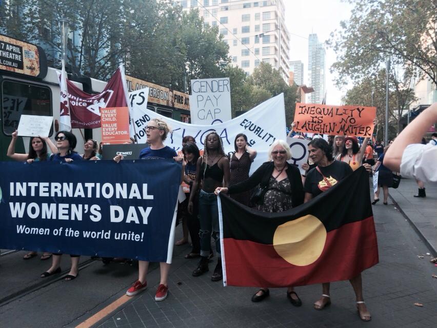 International Women's Day march, Melbourne March 8 2016.