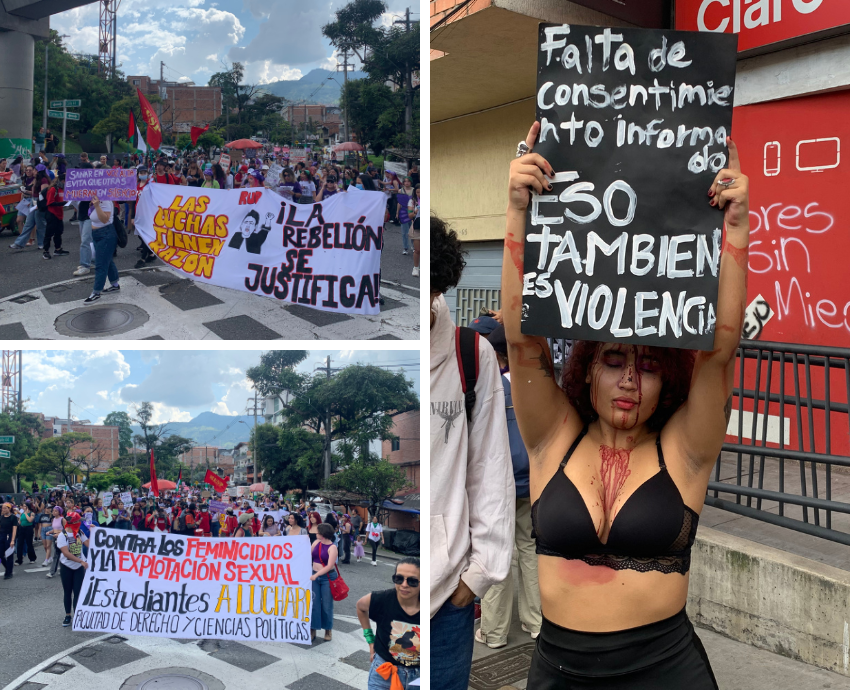 various images of IWD march in Colombia