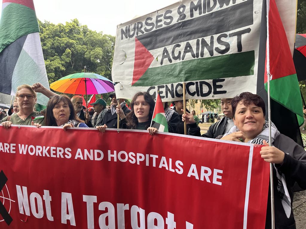 nurses and midwives protest for palestine