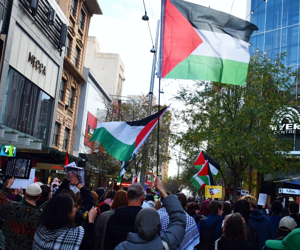 Hundreds rallied in Kaurna Yerte/Adelaide, June 9