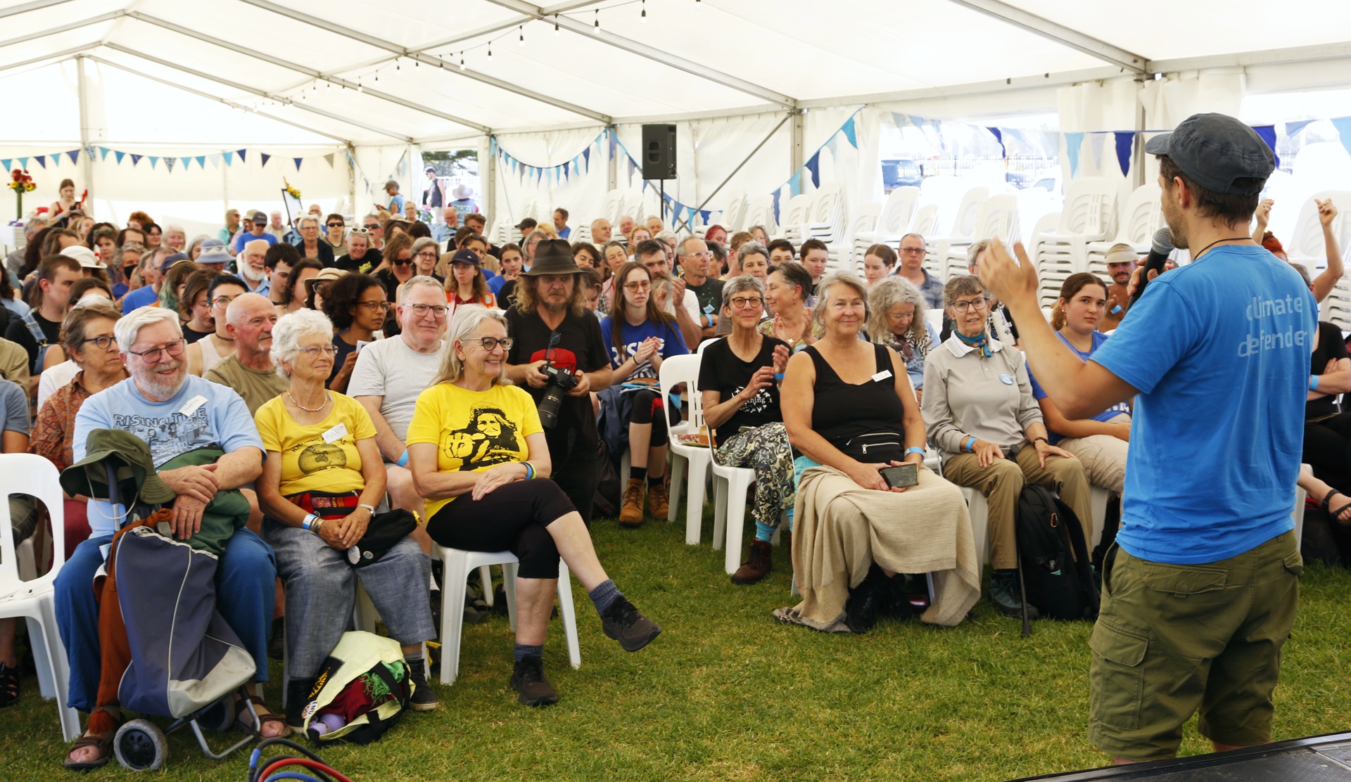 Briefing participants at the People's Blockade