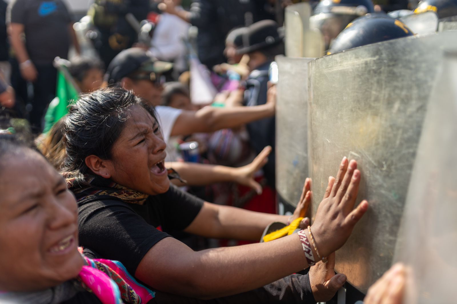 Protesting during Peru's national strike