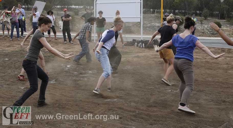 Dancing protesters