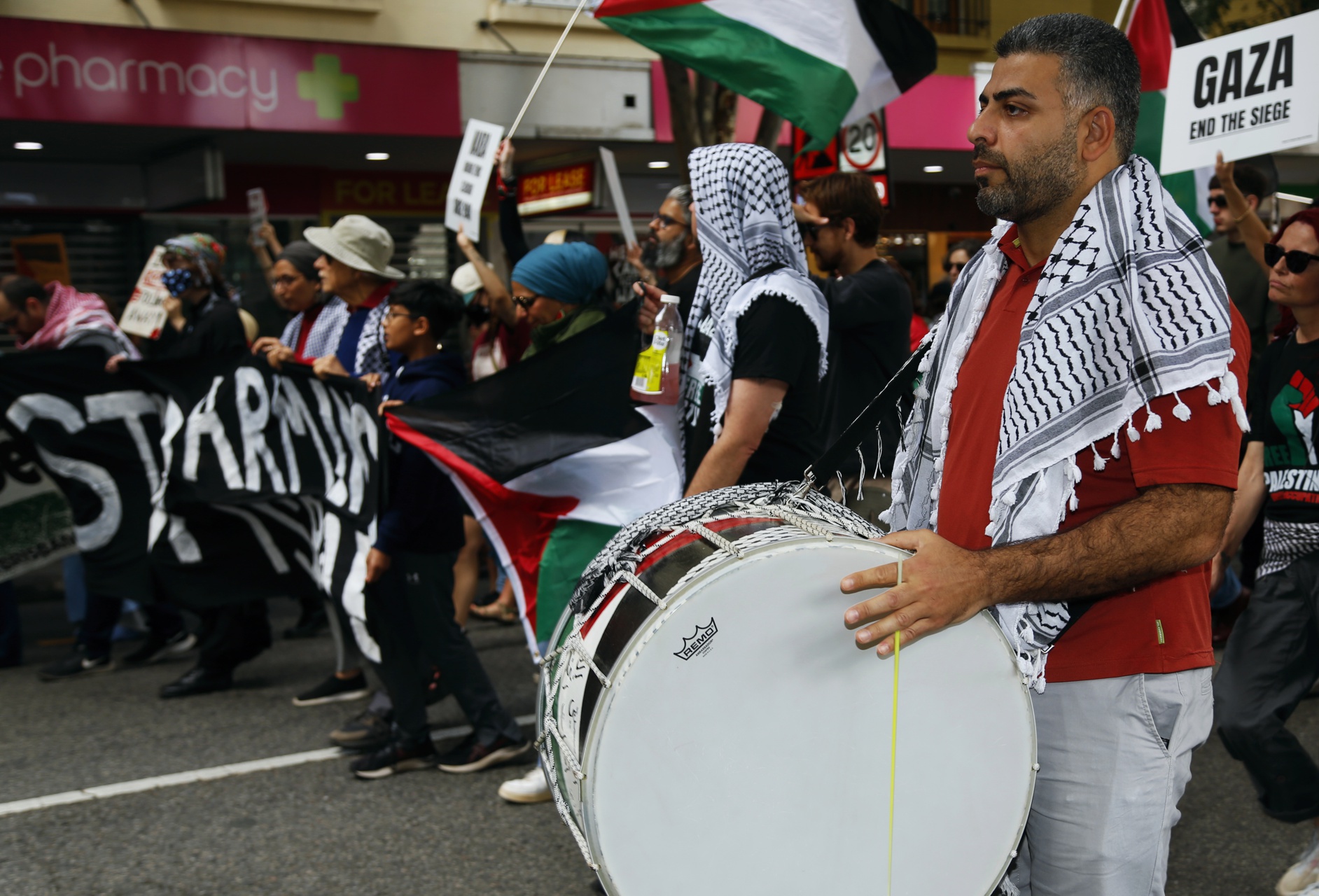 Drumming on the march, Magan-djin/Brisbane, August 11