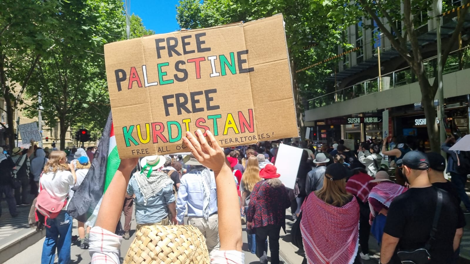 Free Palestine, free Kurdistan, Naarm/Melbourne, November 10