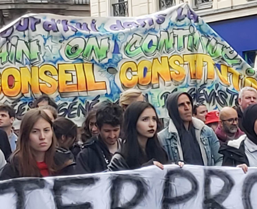 French pensions protest in Paris