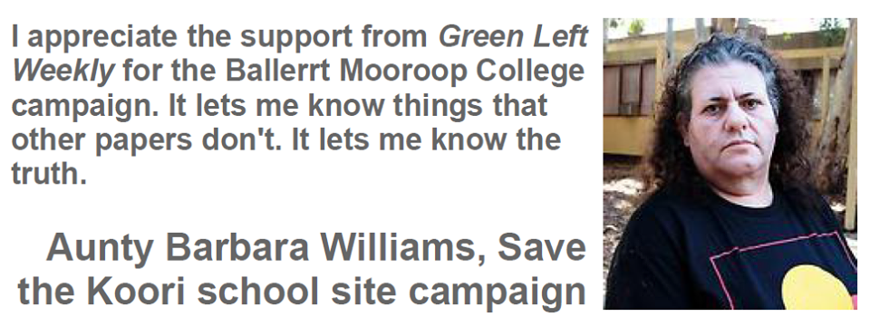 Green Left 1000th issue message of congratulations from Aunty Barbara Williams.