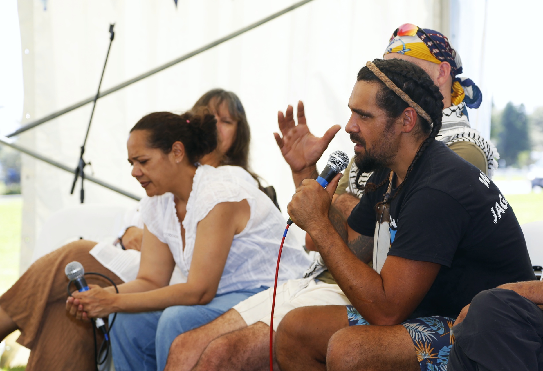 Gurridyula speaking at the First Nations' panel