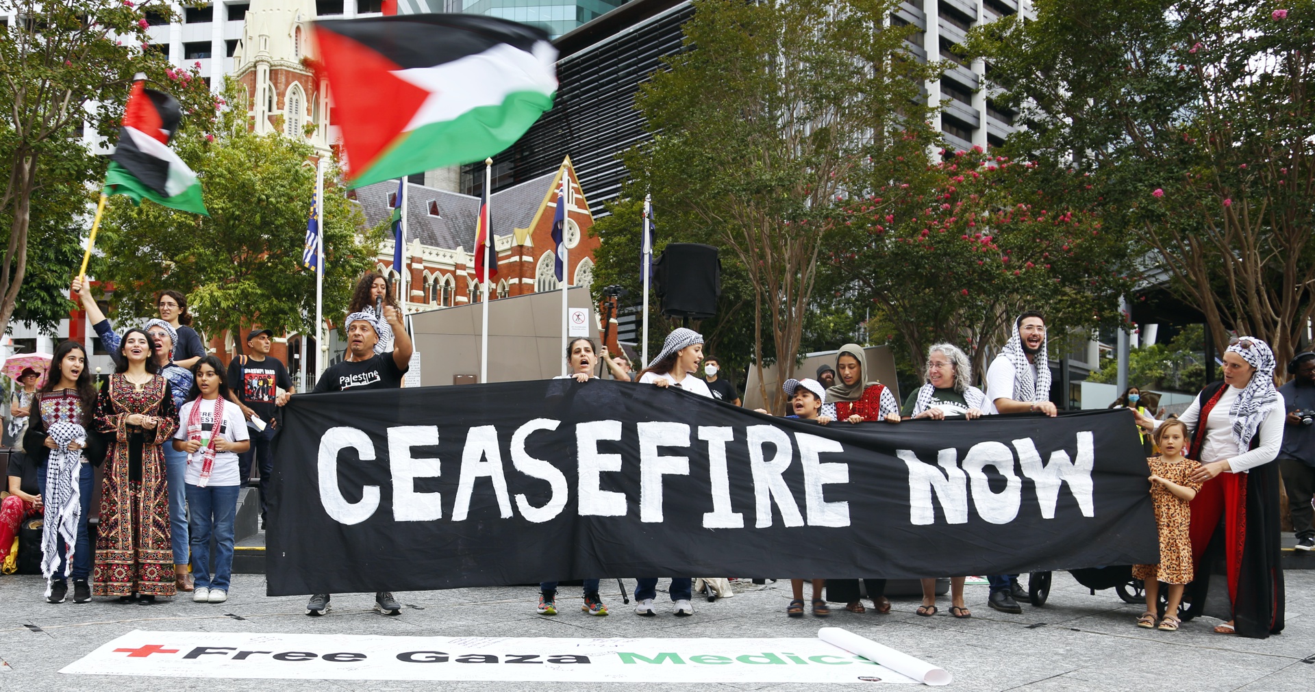 The Palestine solidarity movement has called for a ceasefire for 16 months, Magan-djin/Brisbane, January 19