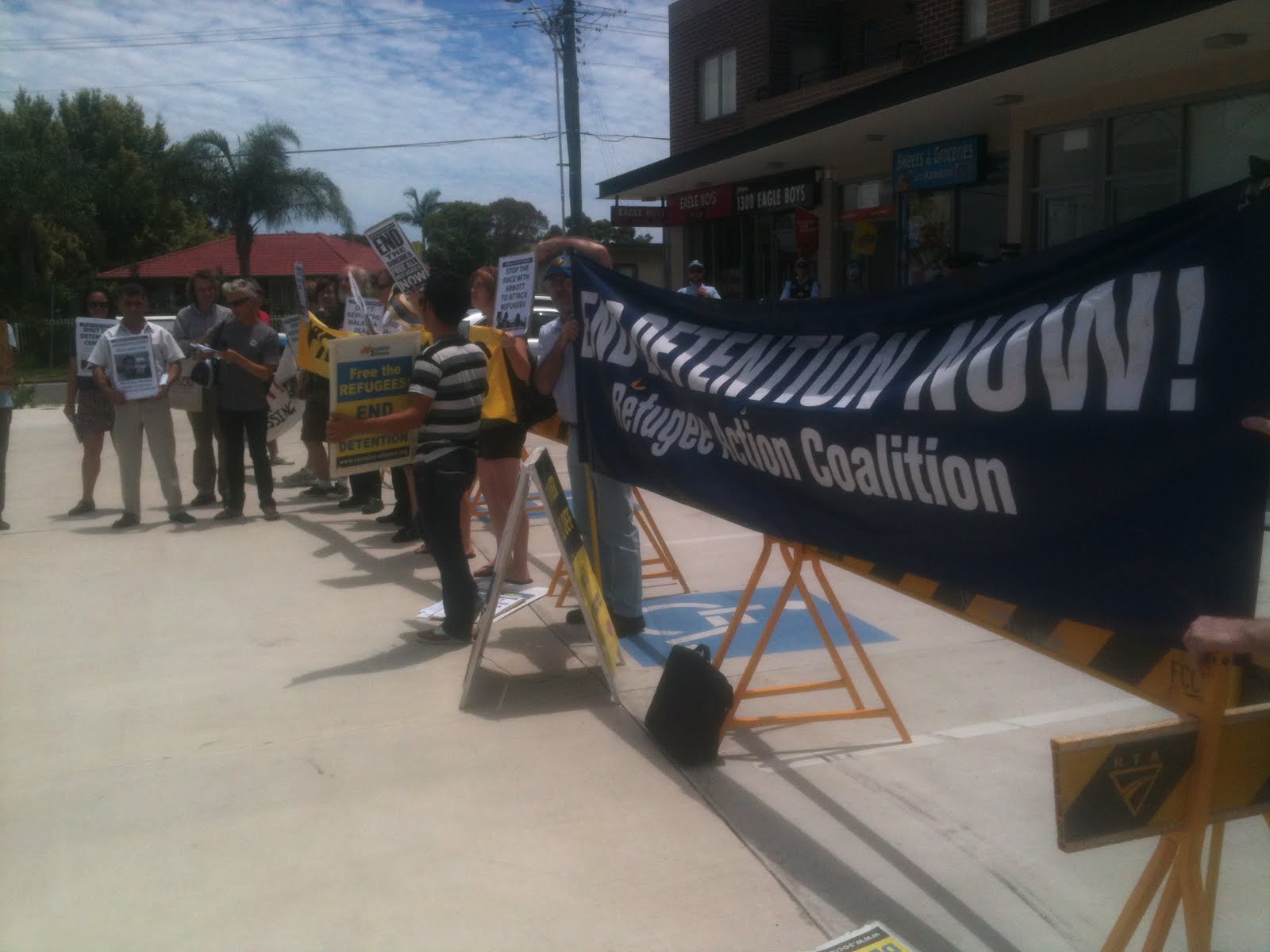 Refugee supporters rally outside Chris Bowen's office, Januray 10 2012.