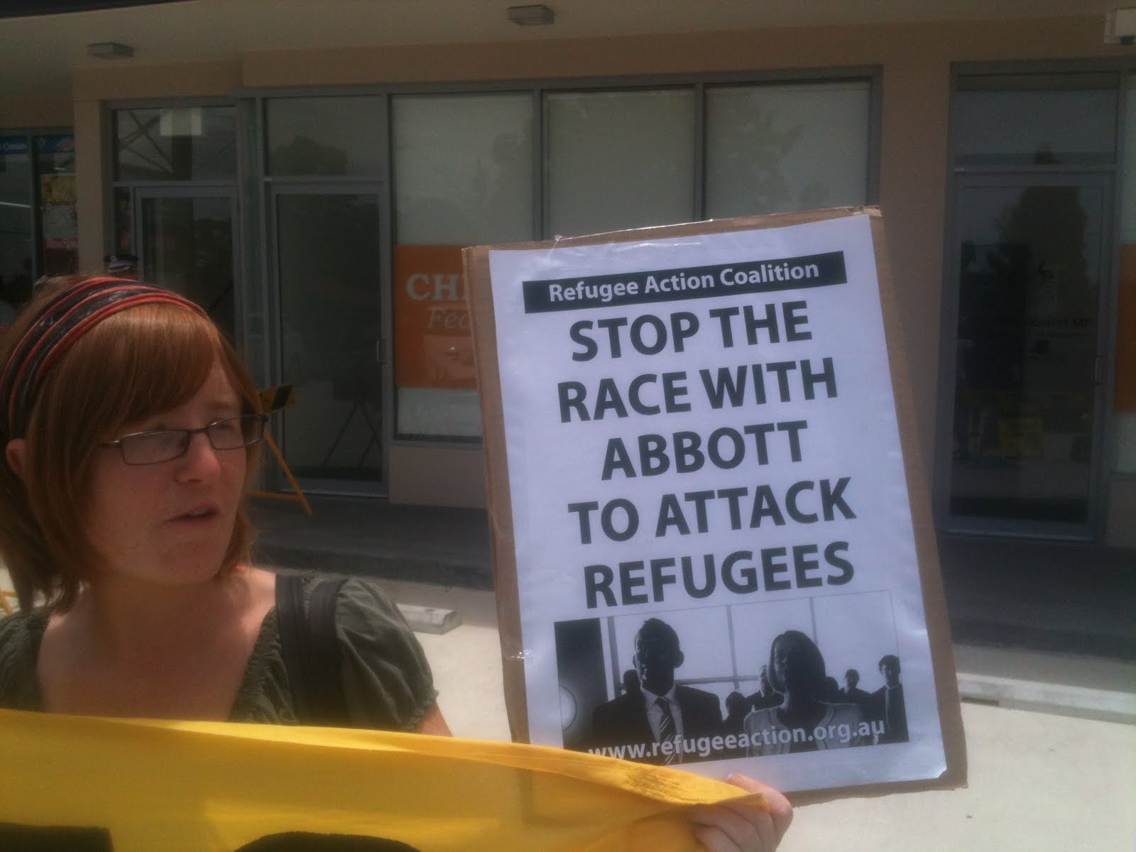 Refugee supporters rally outside Chris Bowen's office, Januray 10 2012.