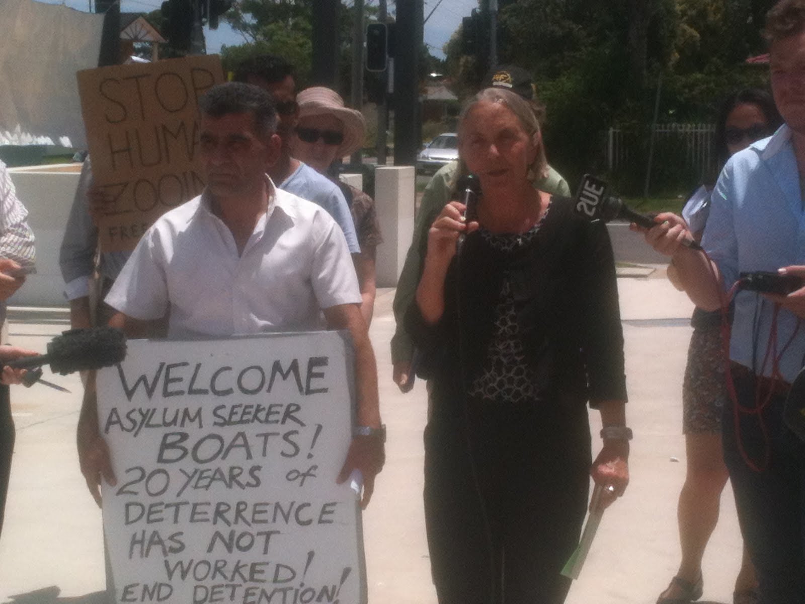 Refugee supporters rally outside Chris Bowen's office, Januray 10 2012.