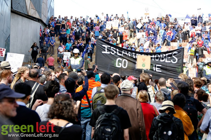 Islamophobes Go Home banner, Melbourne April 4, 2015.