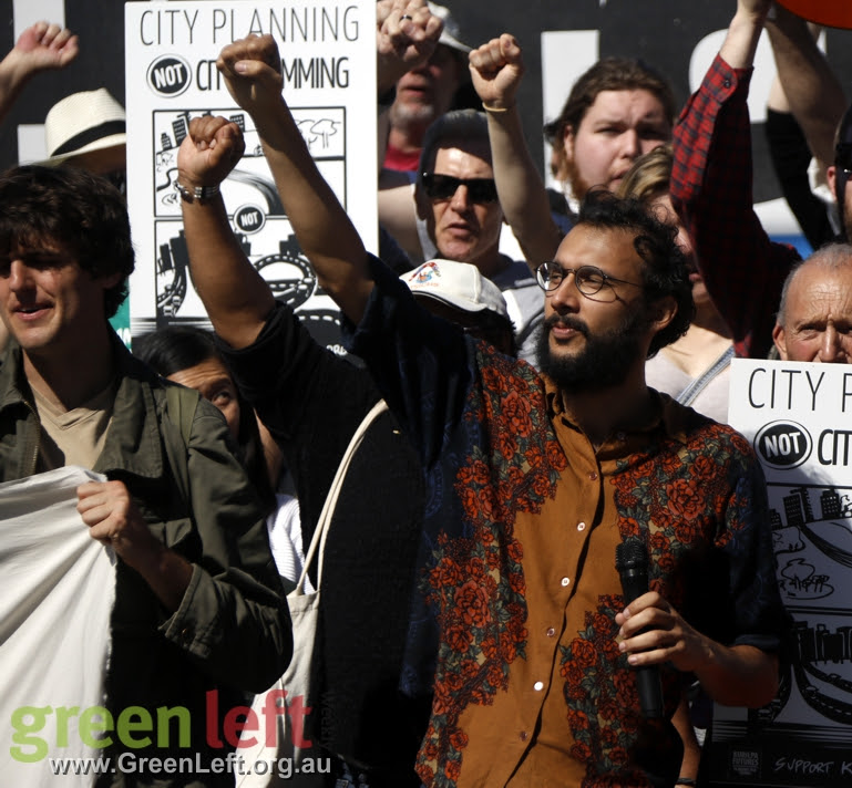 Jonathan Sriranganathan at protest against the proposed development at the old Absoe site on August 21 2016.