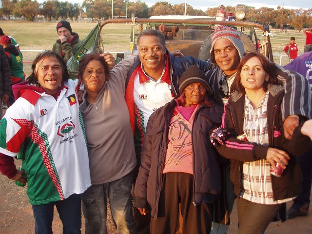 Jose Chala Leblanch with community at Wilcannia Boomerangs football match 2012.