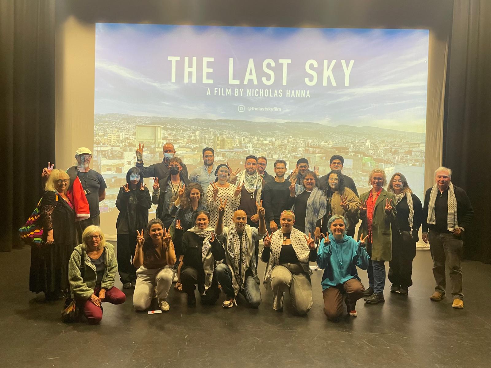 Participants with Nick Hanna and Ahmed Abadla at the Gold Coast screening of The Last Sky