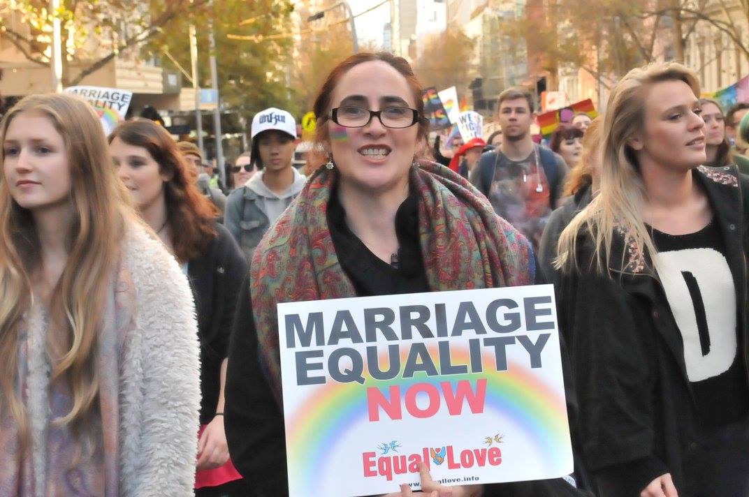 Marching in the Melbourne Marriage Equality rally, June 24 2016.