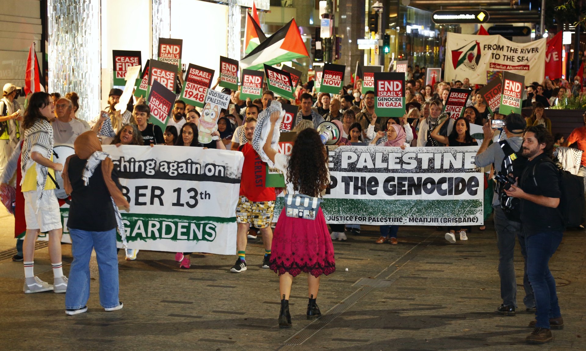 Marching in the Queen Street Mall, Magan-djin/Brisbane, September 20