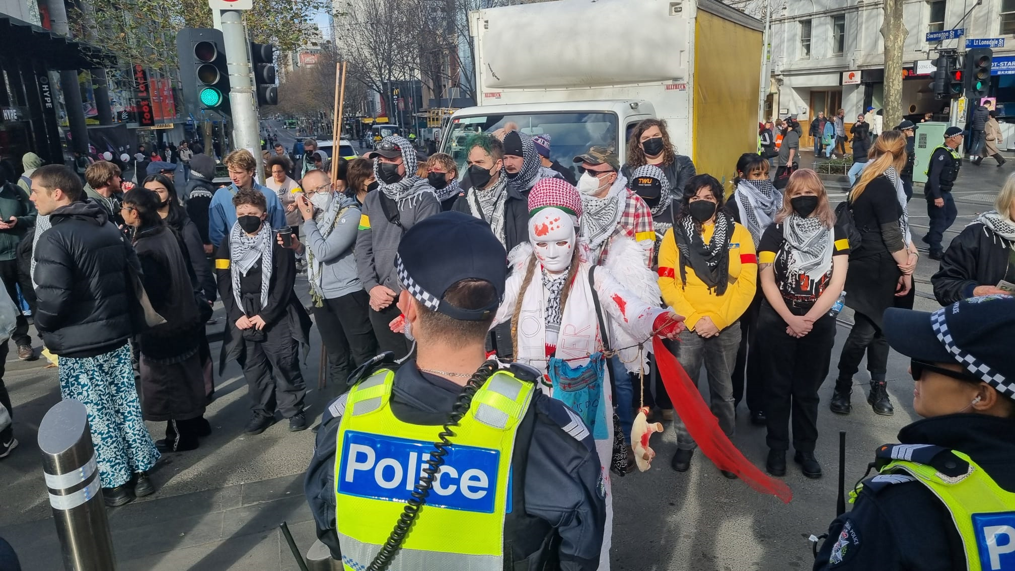 Police block sound truck