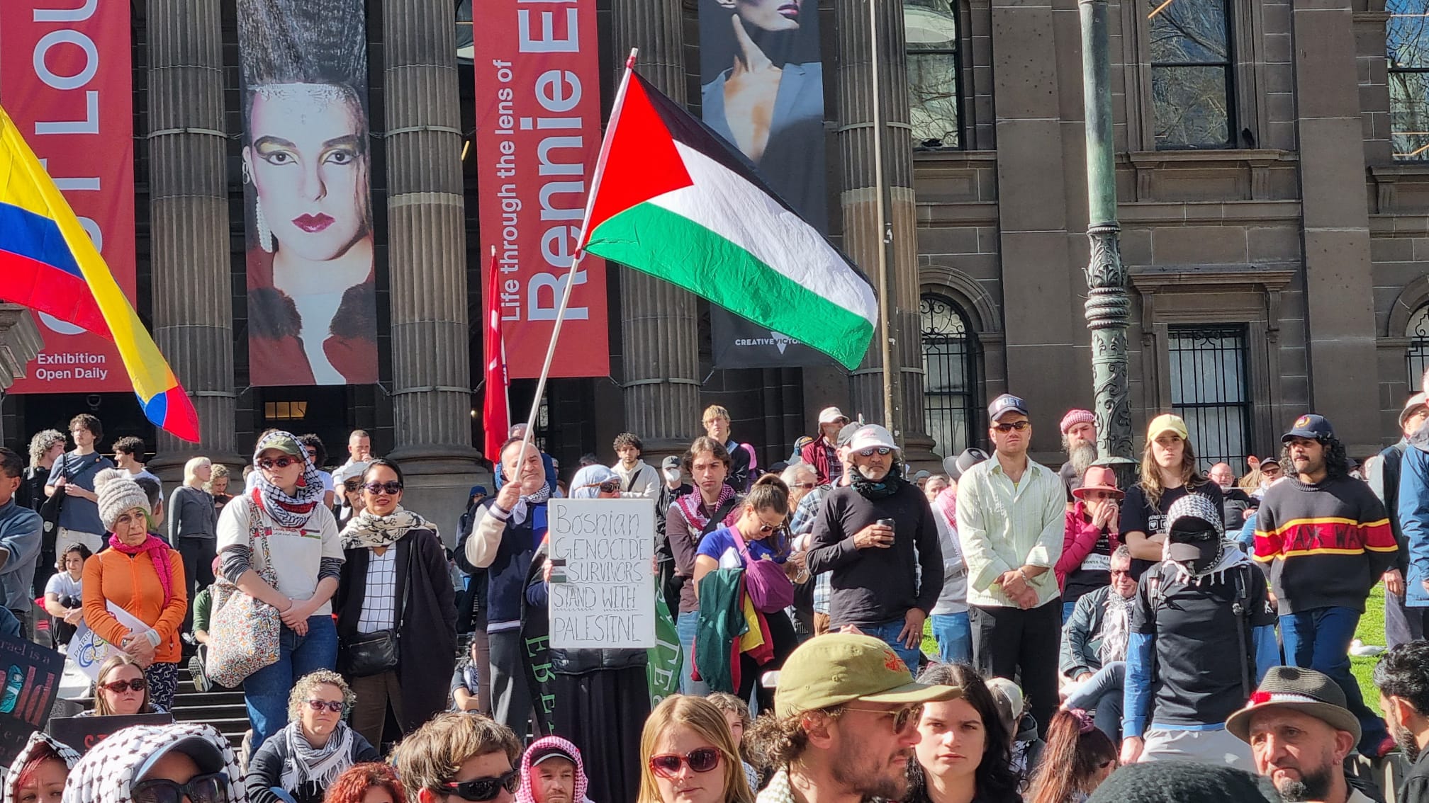 Waving the Palestinian flag, Naarm/Melbourne, August 11