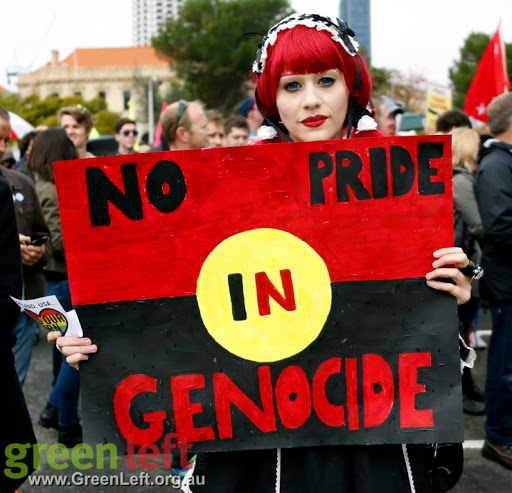 Protester holding sign