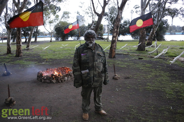 "This is our Country" Nyoongar elder Herbert Bropho, Matagarup Aborignal encampment June 18, 2015.