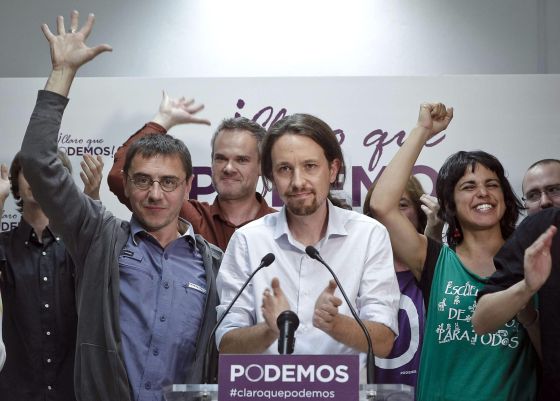 Podemos candidates celebreate their result.