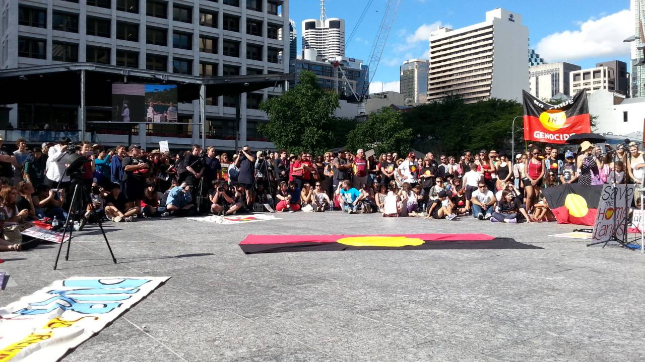 Protest against forced closures of Aboriginal communities, Brisbane May 1 2015.