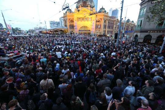 Protest against forced closures of Aboriginal communities, Melbourne May 1 2015.