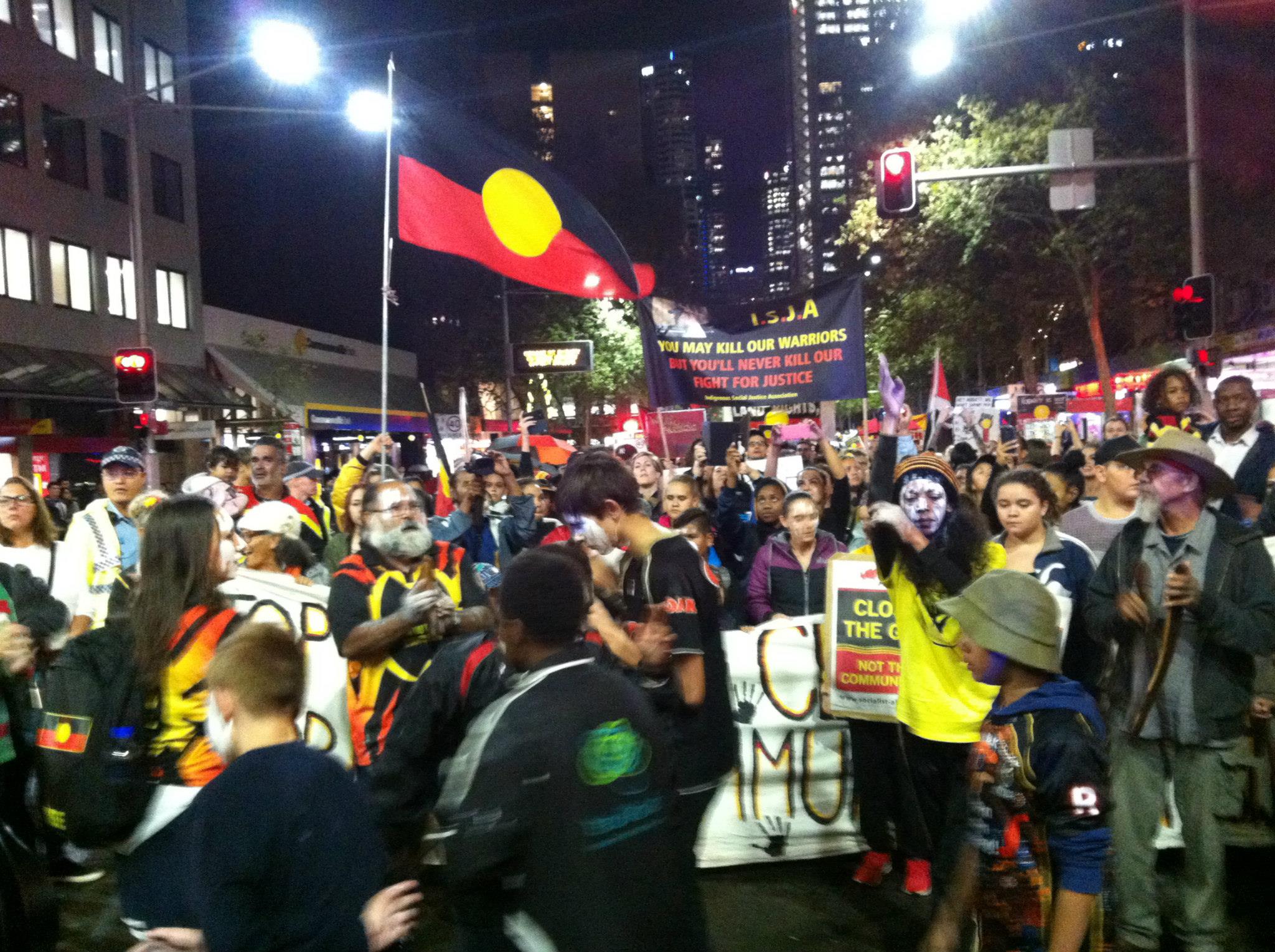 Protest against forced closures of Aboriginal communities, Sydney May 1 2015.