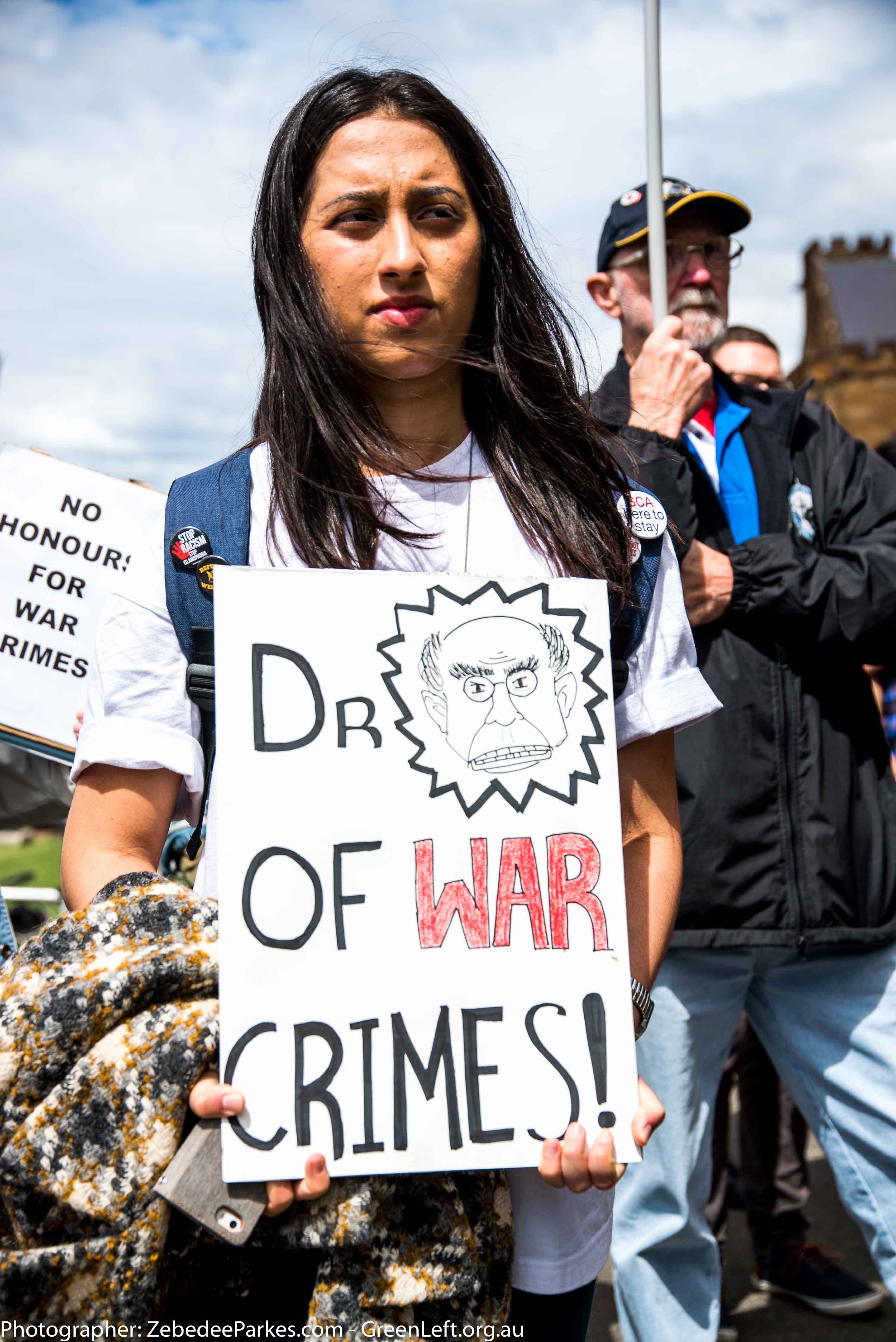 Protester with sign