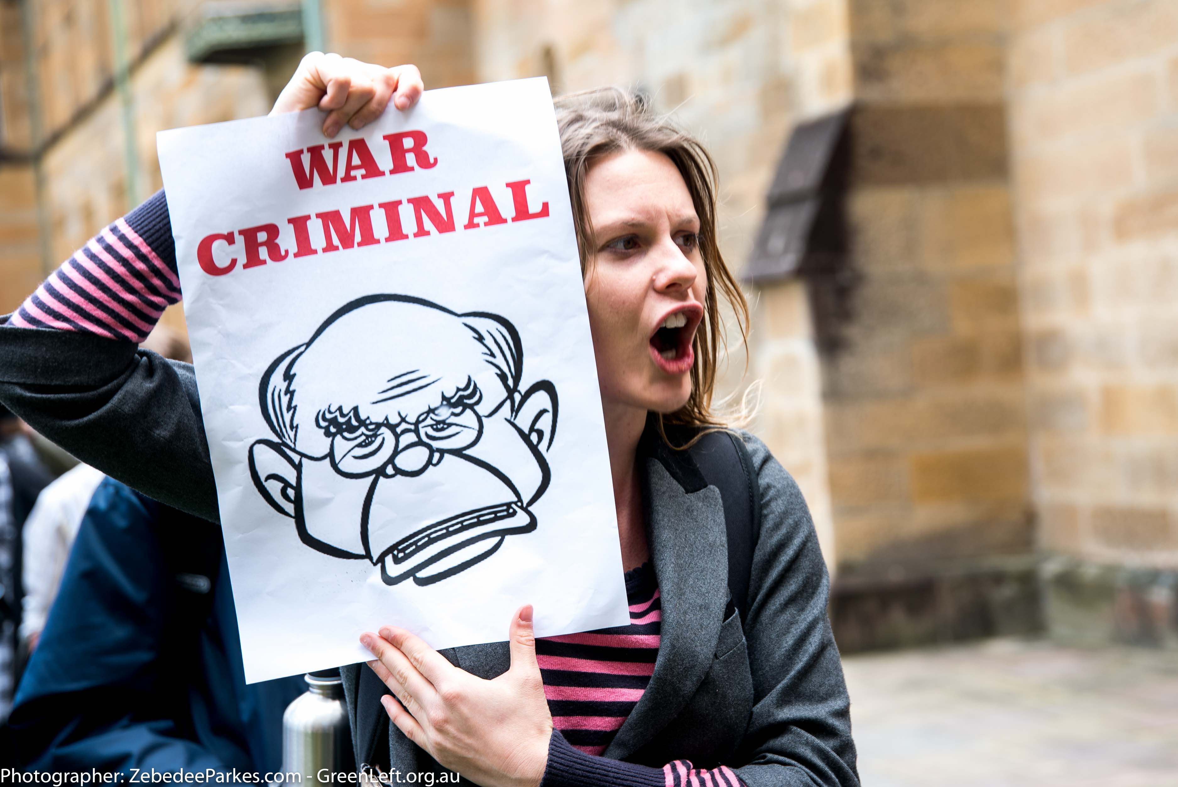 Protester with sign