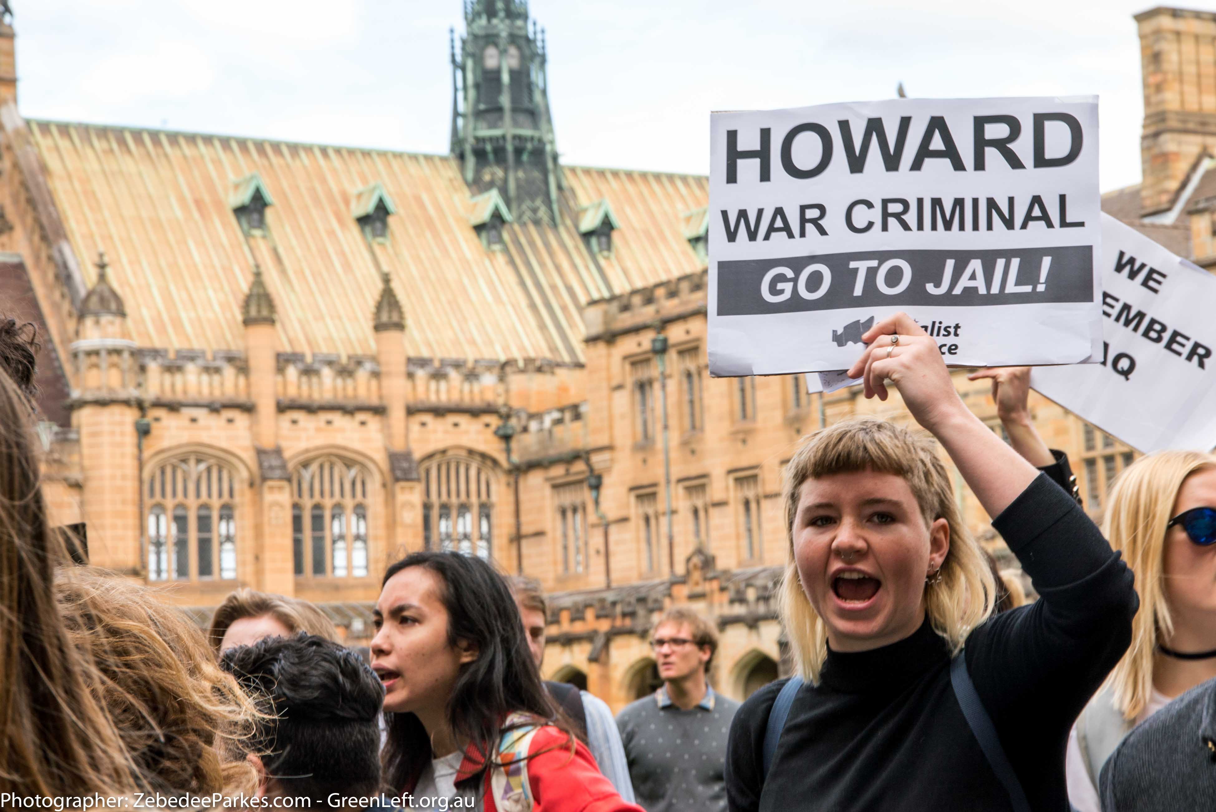 Protester with sign