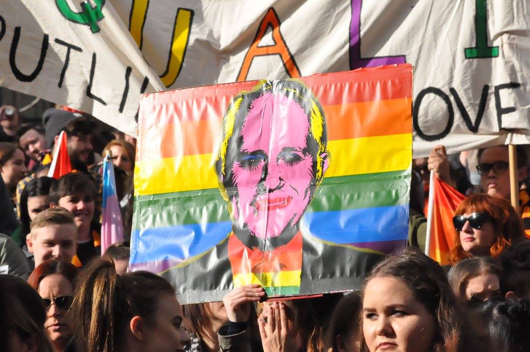 Rainbow Malcolm Turnbull, Marriage Equality rally June 24 2016.