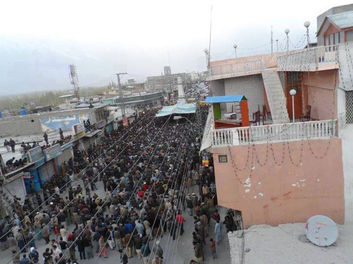 Protest rally in Aliabad, Hunza Valley, in support of the charter of demands of the Awami Action Committee.