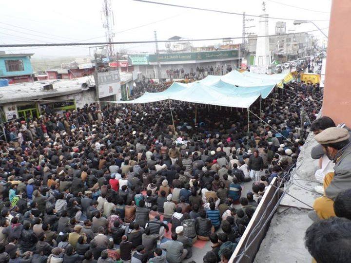 Protest rally in Aliabad, Hunza Valley, in support of the charter of demands of the Awami Action Committee.