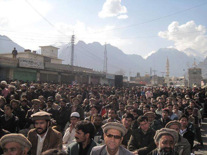 Protest rally in Aliabad, Hunza Valley, in support of the charter of demands of the Awami Action Committee.