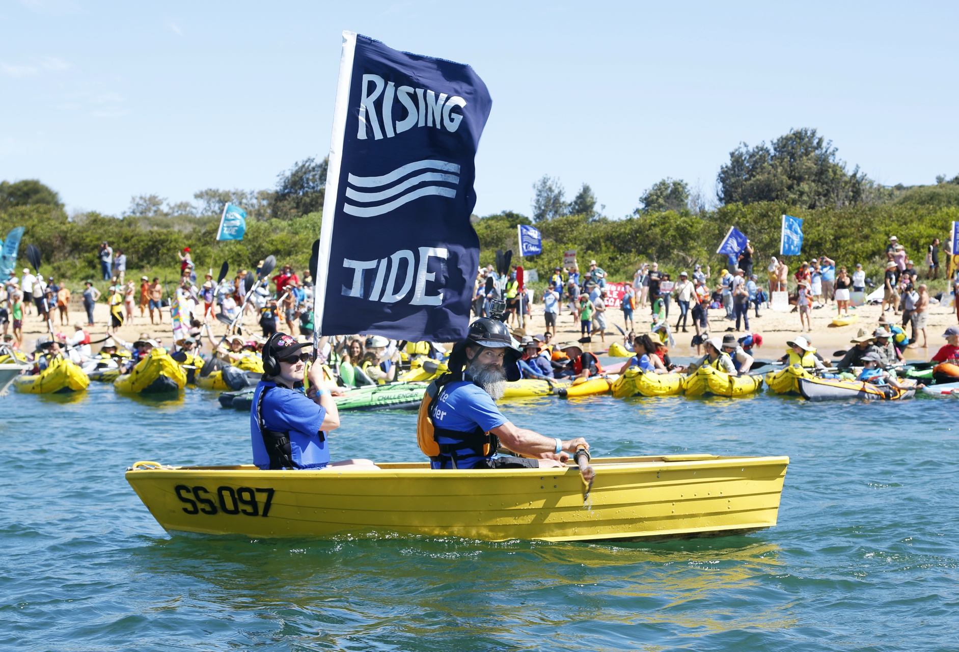 Rising Tide boat as part of the flotilla