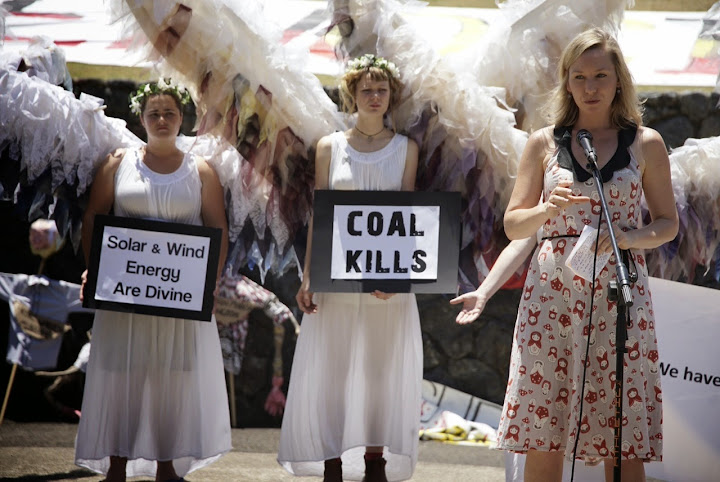 Speaker at G20 economic forum protest, Brisbane 2014. Photo: Zeb Parkes.
