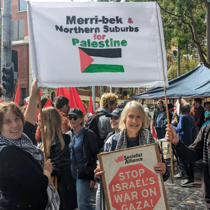 Councillor Sue Bolton with Merri-bek for Palestine, Naarm/Melbourne, April 7 Councillor Sue Bolton with Merri-bek for Palestine, Naarm/Melbourne, April 7