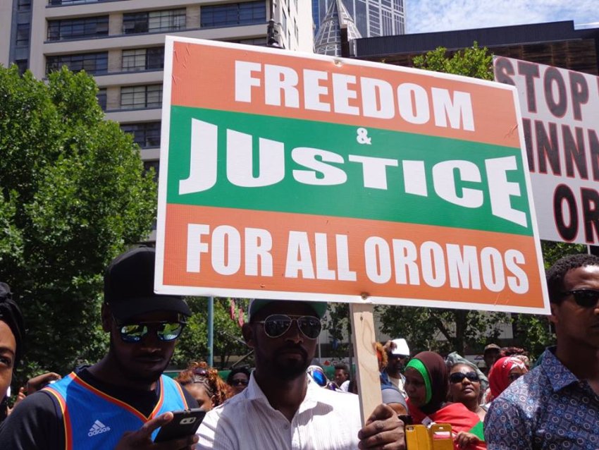 Melbourne's Oromo community rally on January 3, 2016.