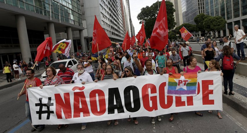 Anti-coup rally in Brazil.