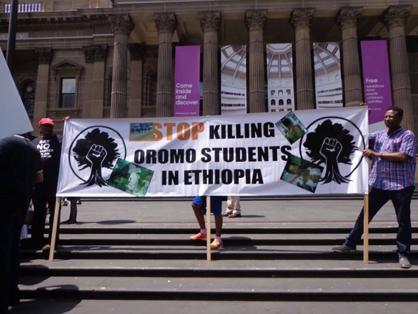 Melbourne's Oromo community rally on January 3, 2016.