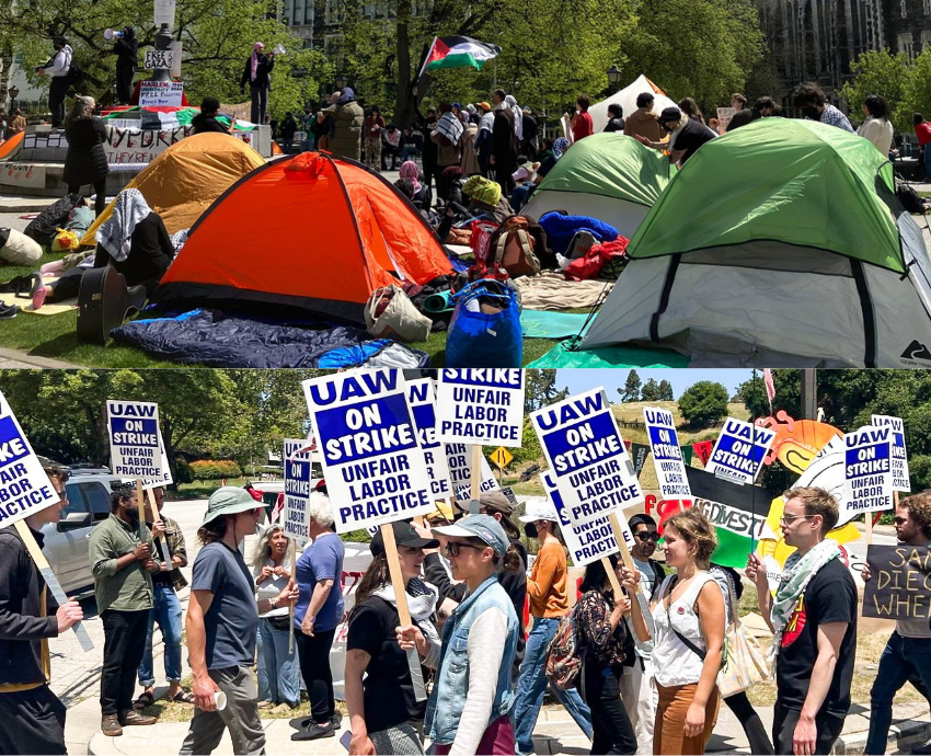 student encampments and staff picketing