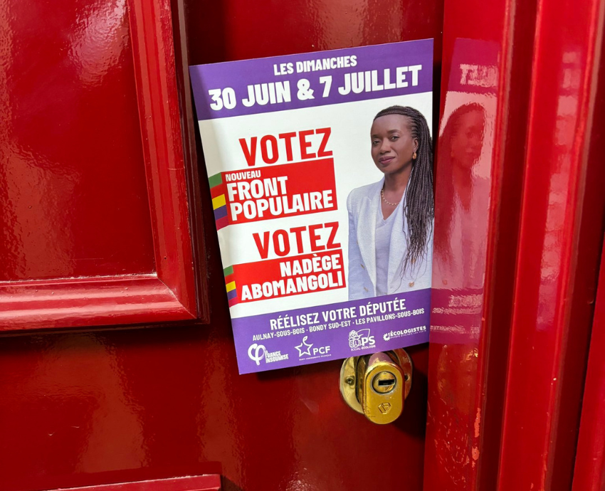 election leaflet in a door